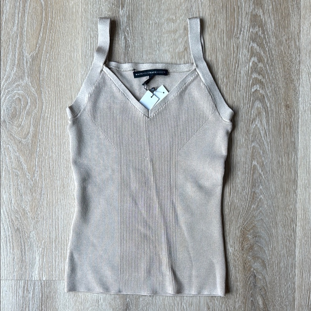 White House Black Market Tan Ribbed Fitted Tank Top